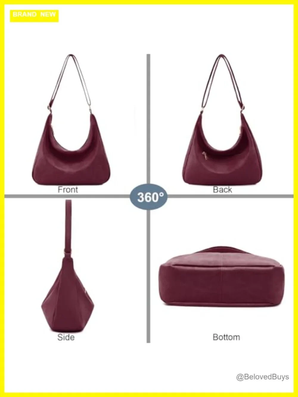 Foldable Vegan Leather Hobo Bag Slouchy Tote Crossbody Shoulder Purse